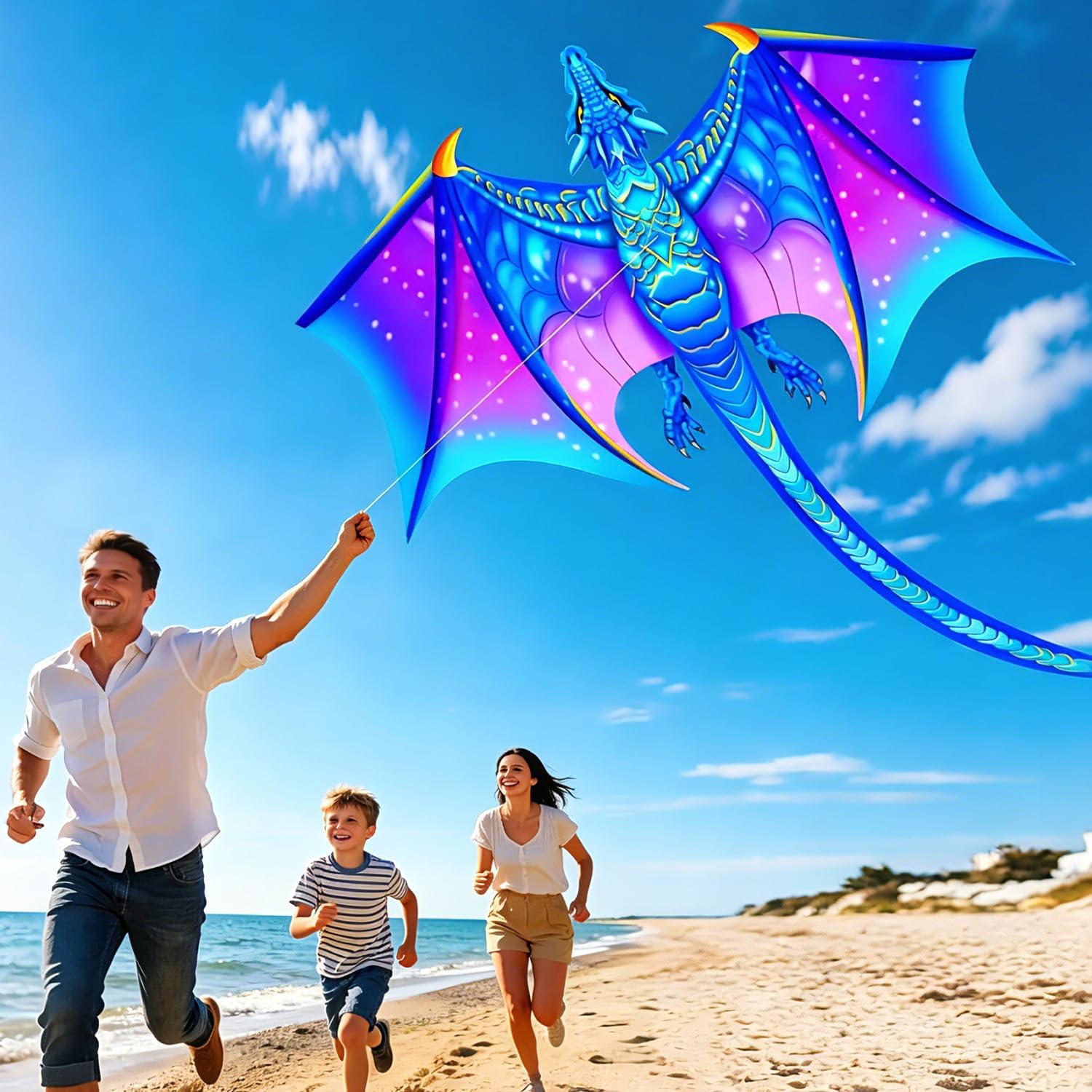 Kite for Boys & Adults Easy to Fly,Beach Trip Outdoor Games Single Line String with Tail,Beach Kite for Family Outdoor