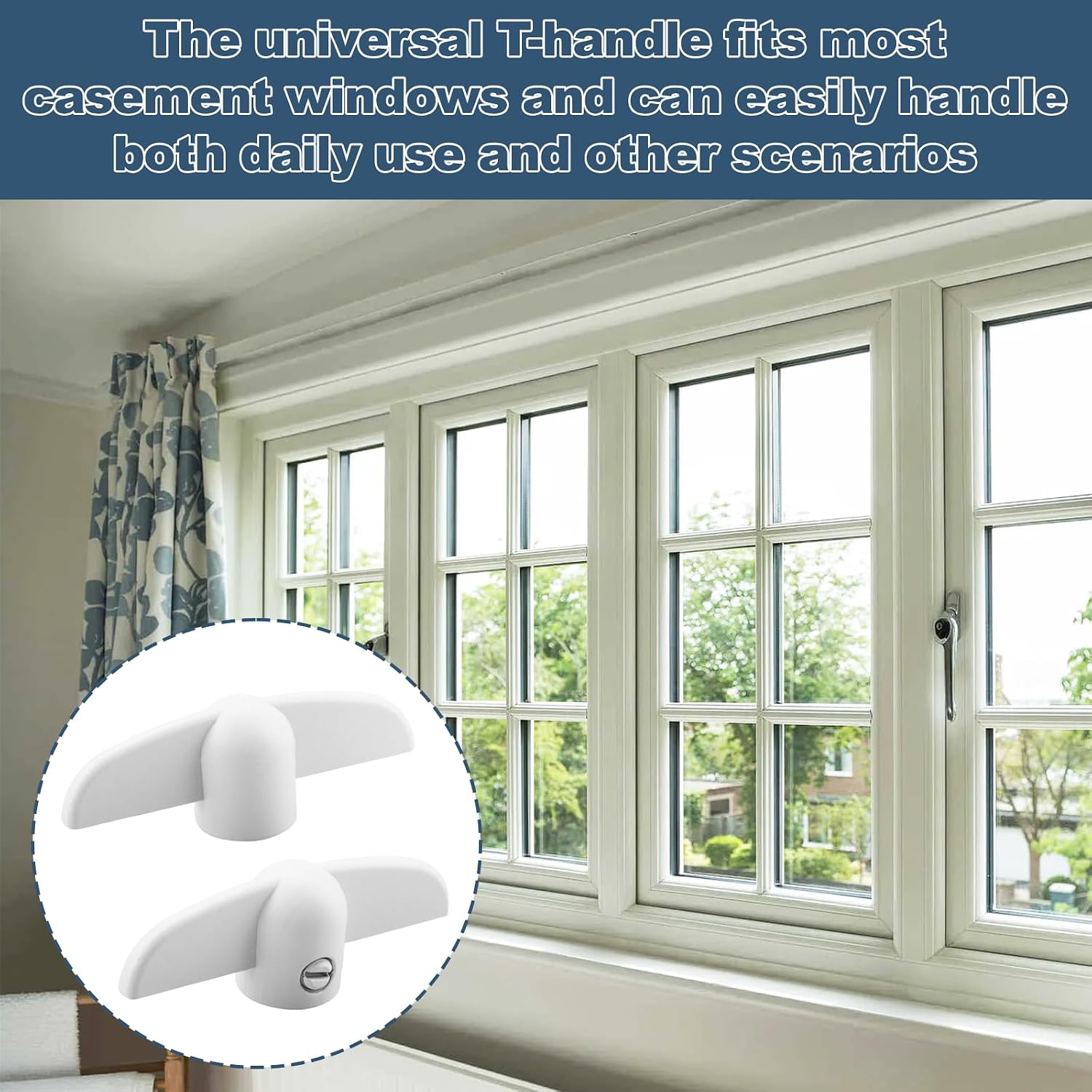 Casement Window Operator Handle H 3715,3/8" Window Crank Handle Replacement in White Color,Universal Window Crank, Compatible with Andersen Window Crank,2 Pack