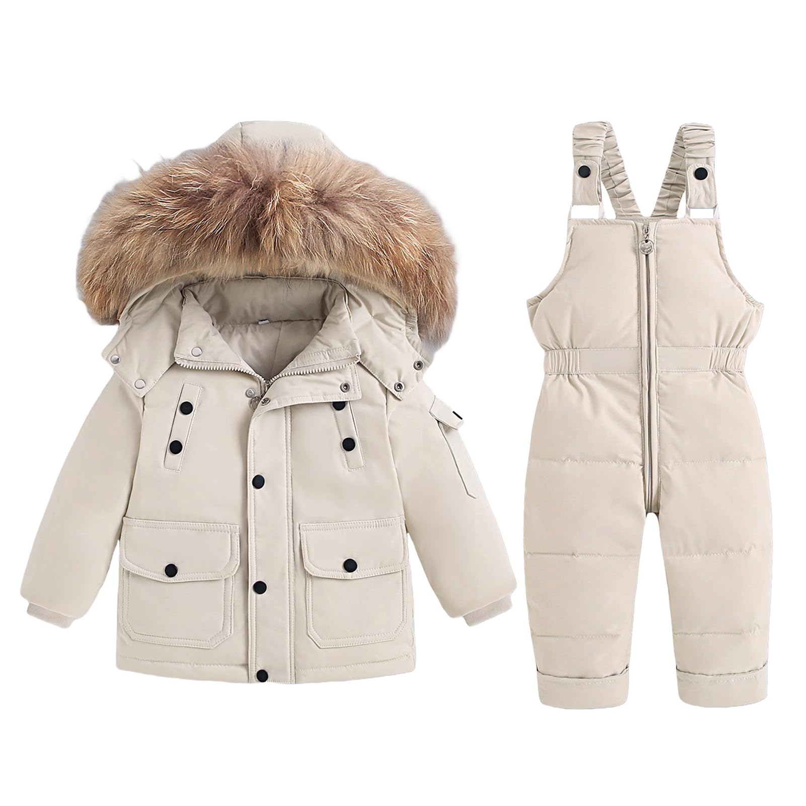 BRONG Niño Traje de Esquiar Invierno Bebé Abajo Chaquetas Abrigo con Capucha Desmontable Nieve Pantalones Impermeable Niñas Traje de Esquí Colocar