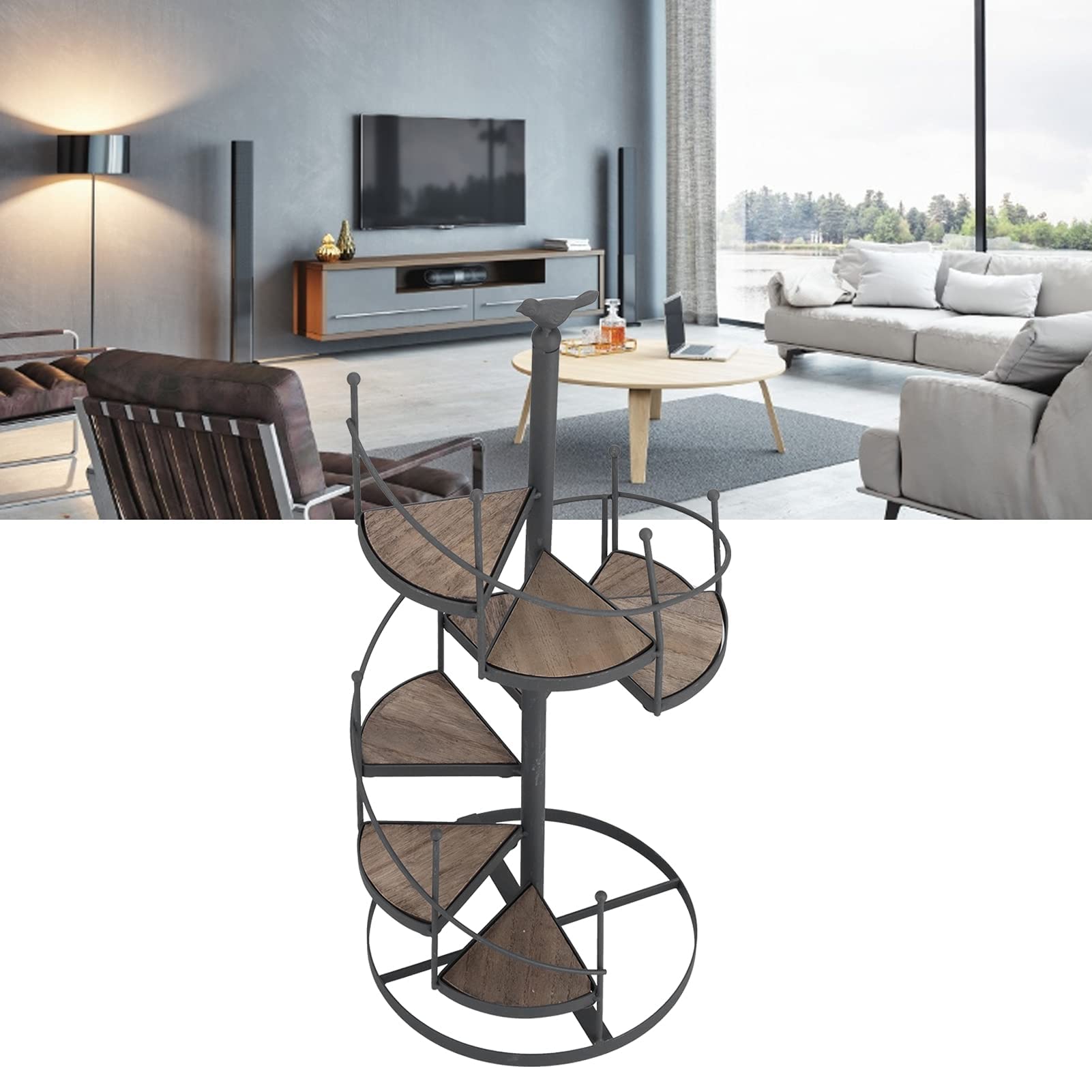 Ejoyous Soporte para Flores y Plantas de Metal Estilo Europeo - Estante con Escalera de Caracol