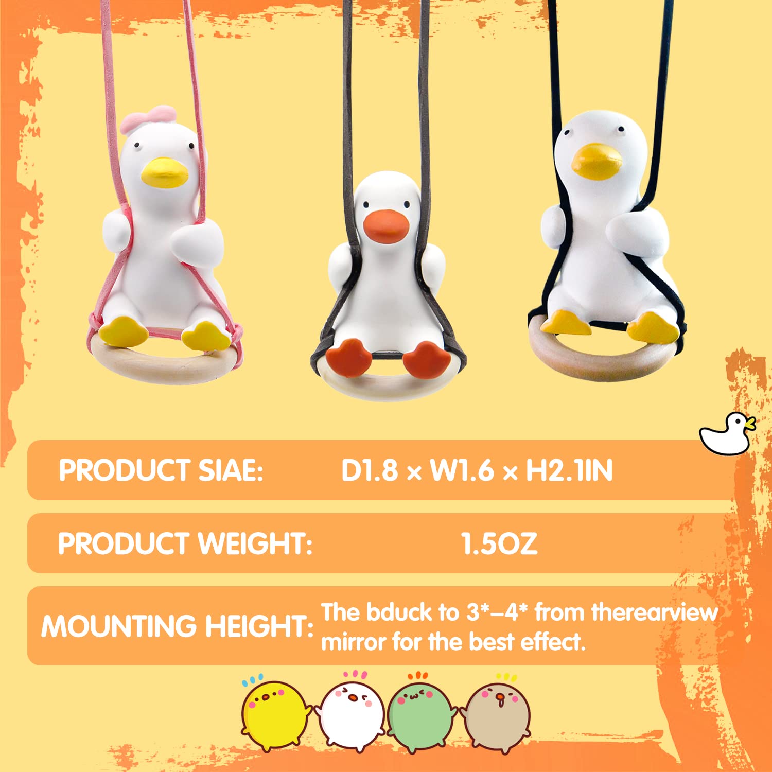 Amazon.co.jp: MICOTA 超かわいい面白いスイングダックミラーカー