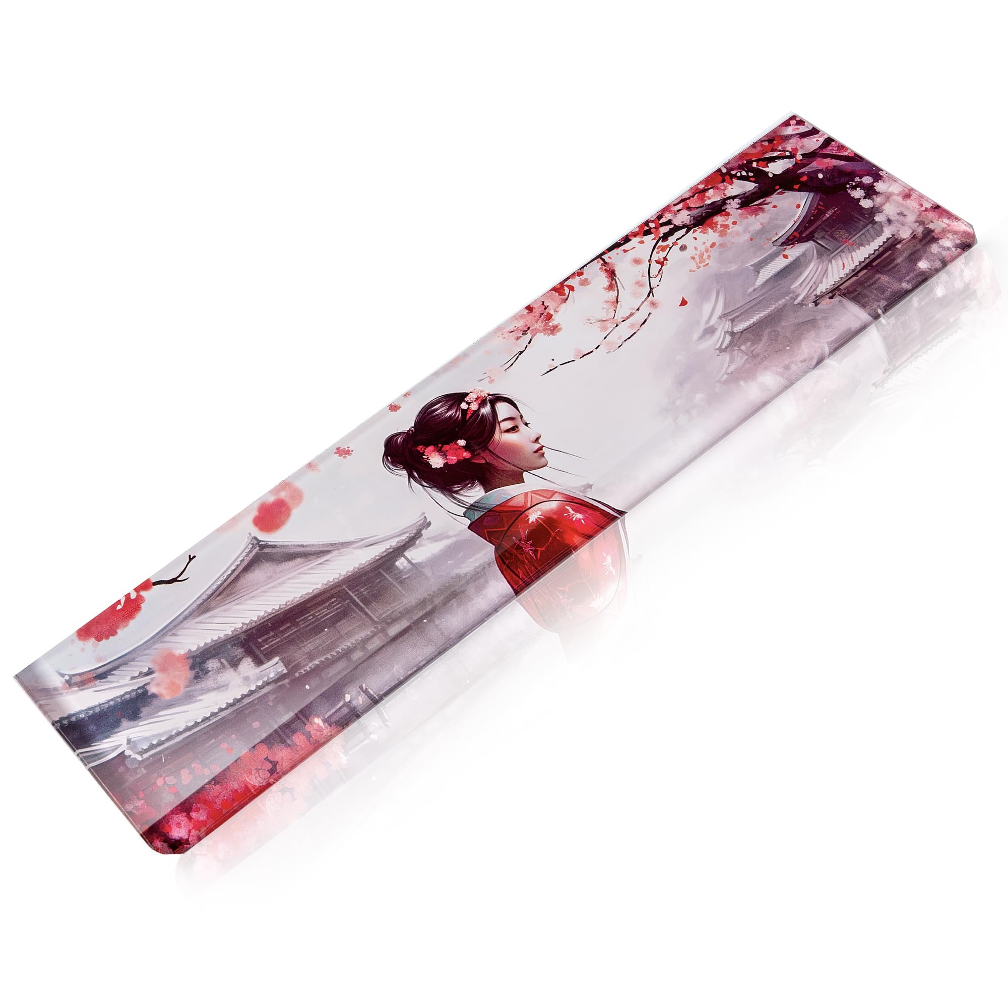 GUNMJO Acrylic Keyboard Wrist Rest, Cherry Blossom, for TKL Computer Keyboard and Mechanical Keyboard, Comfortable, Ergonomic for Easy Typing, 14x3