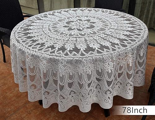 Miniatura 5 de DoubleWood Mantel redondo de encaje floral de Navidad para banquete de vacaciones, festivales, fiestas, decoración del hogar, baby showers, fundas