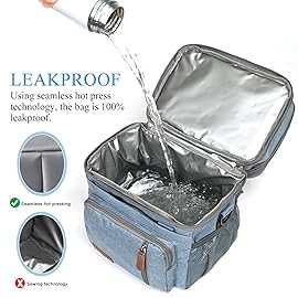 MIYCOO Lunch Bag & Lunch Box for Men Women, Double Deck Leakproof Insulated Soft Large Adult Camping Cooler bag for Work, Beach, Picnic, Travel (Blue, 15L)