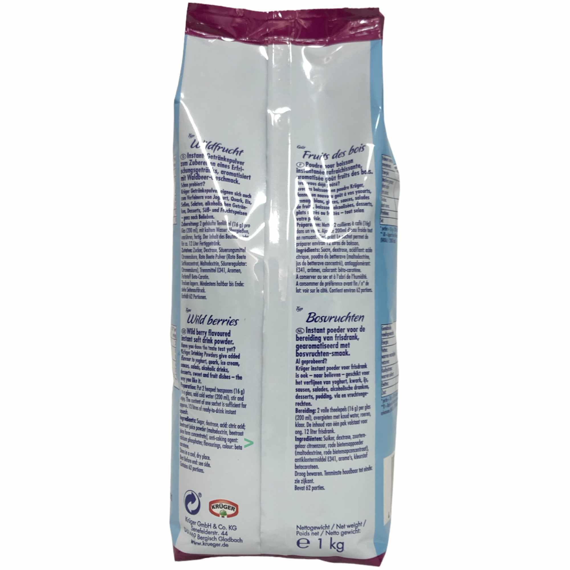 Krüger Getränkepulver Wildfrucht automatengerecht 6er Pack (6x1kg Beutel) + usy Block