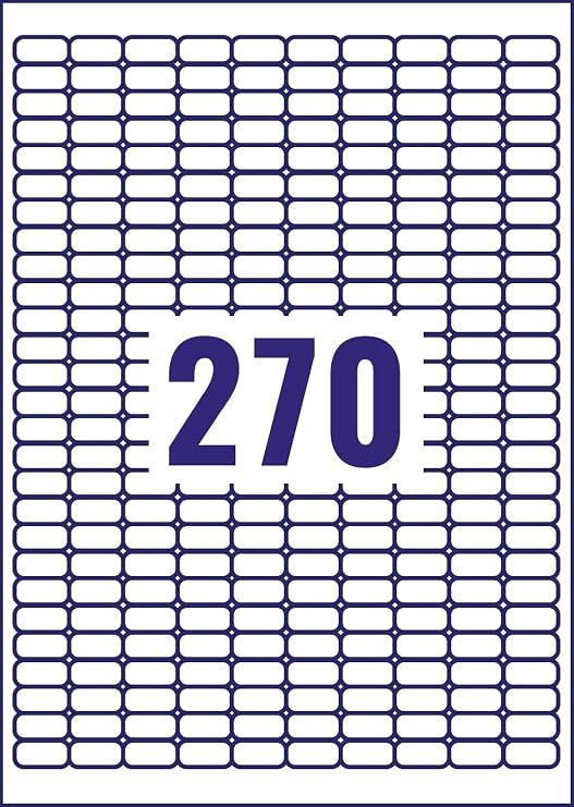 Avery J8659-25 Printable, customisable Mini Filing Labels, 270 Labels Per A4 Sheet, White