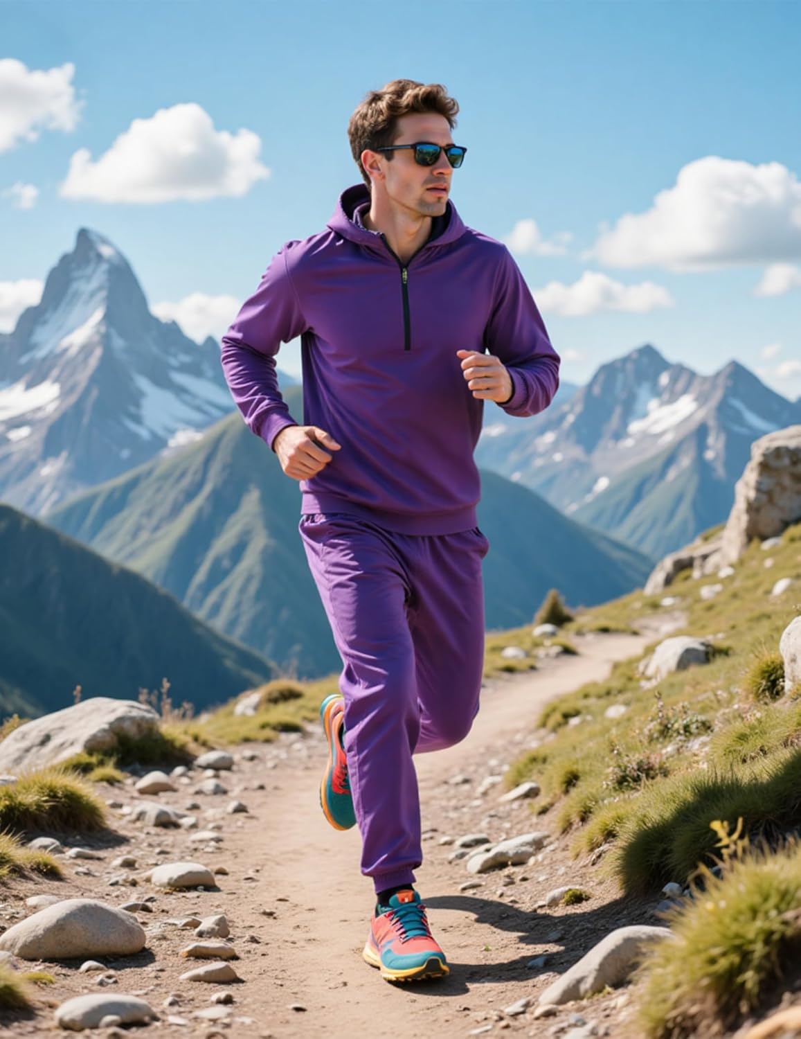 sweat suit for Men's hoodies Quarter Zip 2 Piece Set Long Sleeve Casual Tracksuits Sweatsuit - Image 5