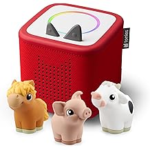 Toniebox 2 My First Farm Bundle for Kids 1+ with Soft and Squeezable Cow, Horse, and Pig - Sunset Red