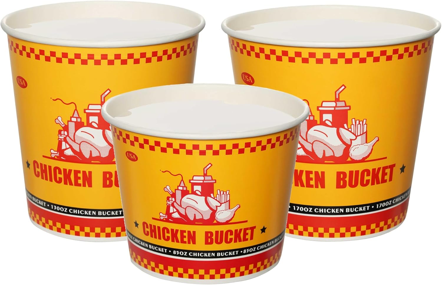 170 Oz Chicken Bucket with Lid, Commercial Food Container, 225 per Case
