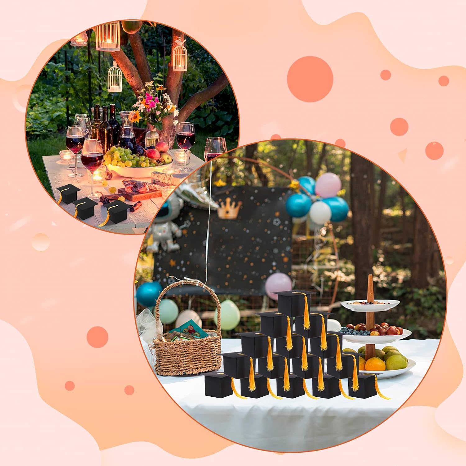 30pcs Graduation Cap Candy Box with Tassels Graduation Gift Candy Boxes for 2026 Graduation Decoration Gifts Grad Ceremony Party Favors