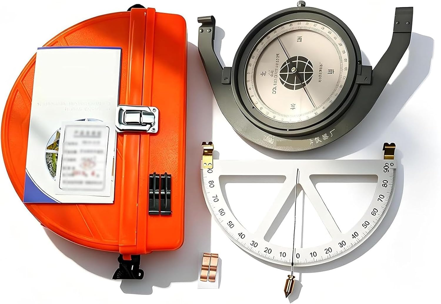 Mining Hanging Compass Kit, Suspended Mining Compass with Slope Gauge & Protective Case, 1° Precision, Clear Scale, 100mm Magnetic Needle, Automatically Level, for Mine Surveying Operations