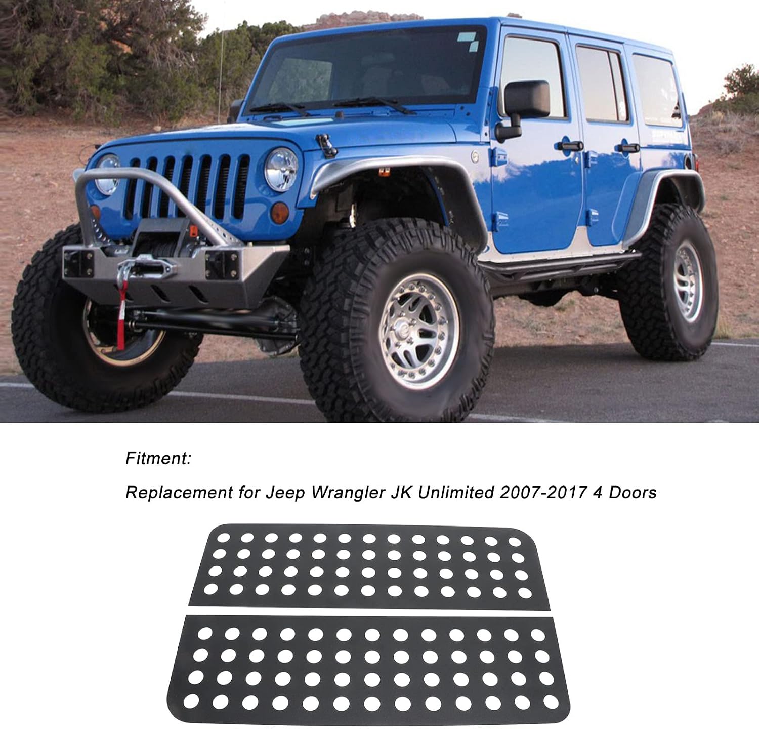 Rear Door Window for JK Unlimited 2007-2017 , Aluminum Alloy , 2 Pieces , 4 Doors