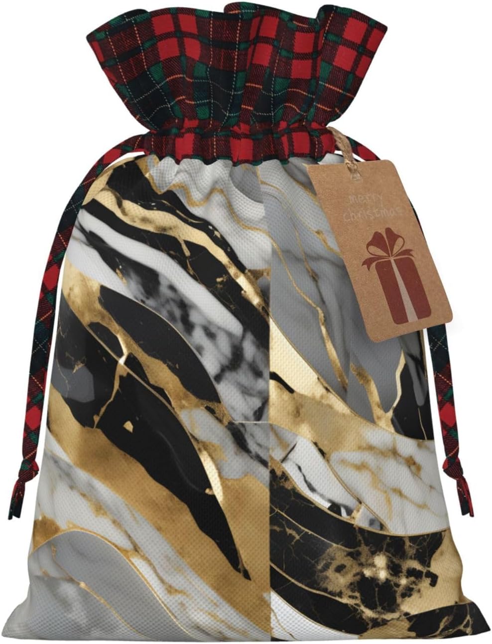 EENRTYT Luxury Marble Print Christmas Burlap Gift Bags With Drawstrings Storage Party Supplies
