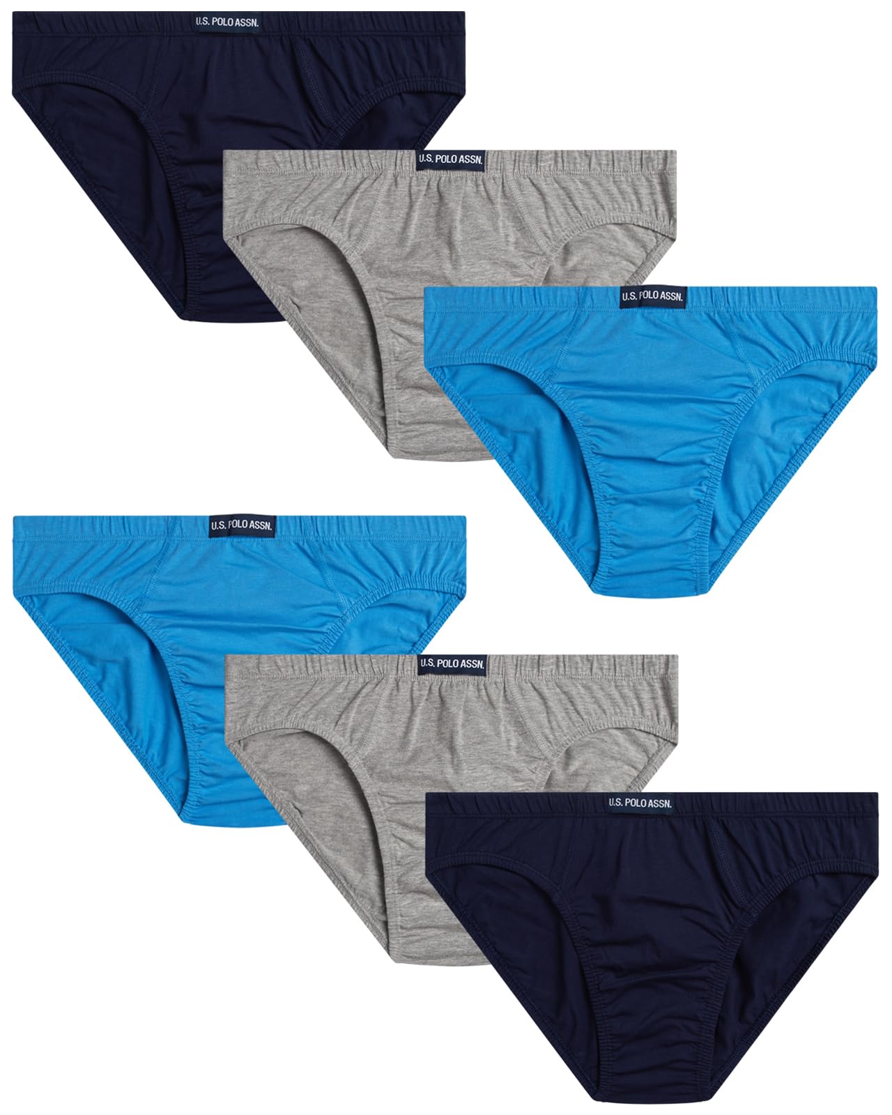 U.S. Polo Assn. Mens Bikini Underwear - 6 Pack Cotton Blend String Classic Stretch Mens Brief with Contour Pouch