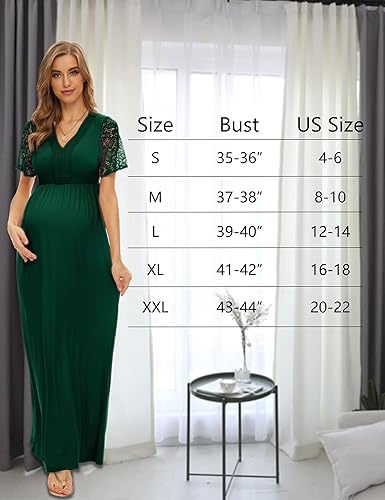 Miniatura 6 de Vestido de maternidad con cuello de encaje y manga corta para baby shower, sesión de fotos de maternidad