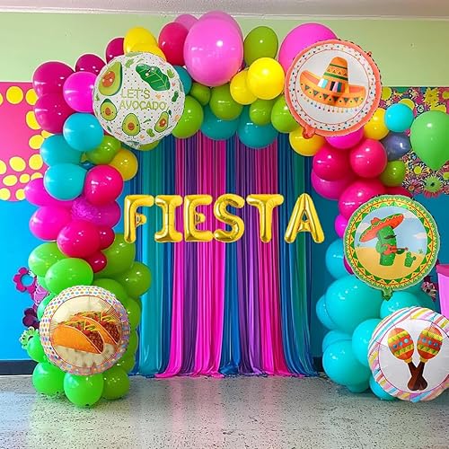 Miniatura 4 de Kit de arco de guirnalda de globos de fiesta del Cinco de Mayo, 160 globos de arco iris, rosa, rojo, rosa, azul, amarillo, verde, azul, para