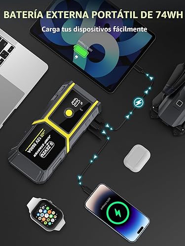 Miniatura 3 de S ZEVZO H021 Car Jump Starter, Peak 5000A Jump Starter Battery Pack for Up to 10.0L Gas and 8.0L Diesel Engines, 12V Portable Jump Box with LCD