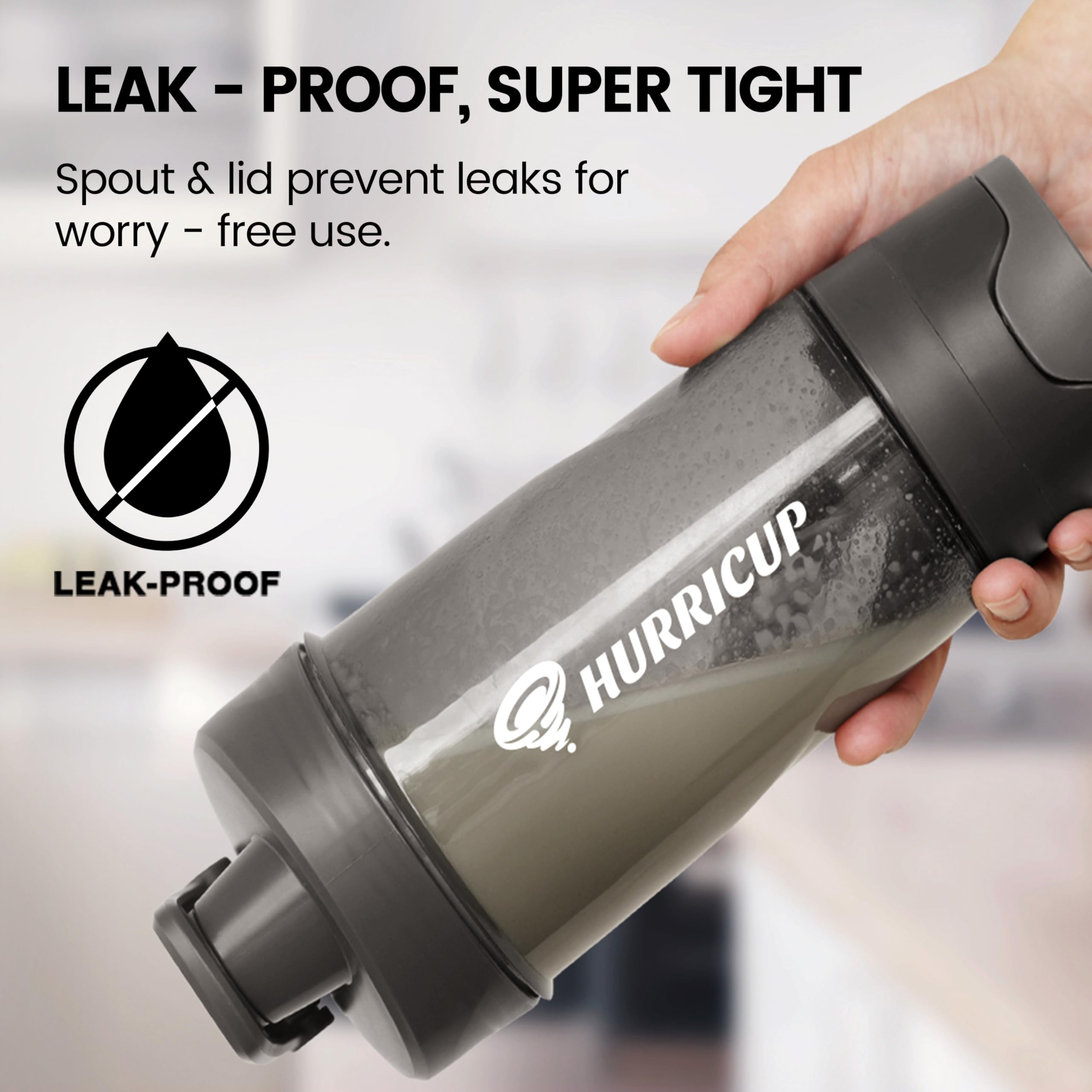 Hurricup Pull & Roll Protein Shaker – 650 ml, szczelna, do mieszanek białkowych i smoothie, bez użycia elektrycznego, ręcznego miksera, bez BPA i cicha praca