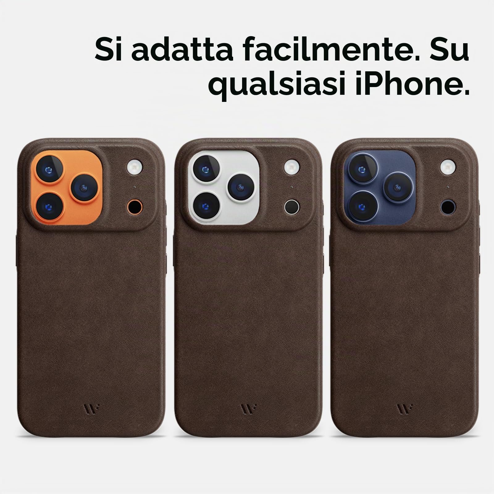 WIIUKA Custodia per iPhone 17 Pro Max, pelle dalla Germania, custodia in pelle extra sottile, custodia premium per smartphone, Case, Qi, skiin, marrone vintage