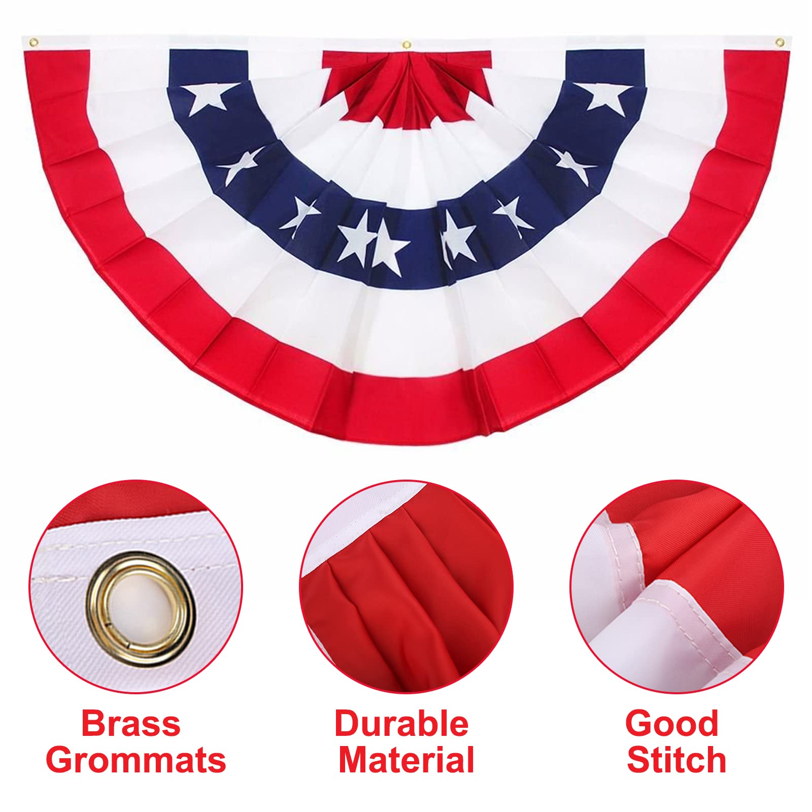 USA-Flaggen Wimpelkette – Ca. 5x90 Cm, 100% Polyester, Plissiert, Mit Ösen, 3er-Set Für Patriotische Deko