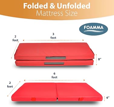 Foamma Gymnastics Landing Mat - 4 x 2 ft x 6 ft, Red Foldable for Kids and Adults, Wrestling With Waterproof Cover, High-Density Tumbling, Gymnastics Equipment for Indoor and Outdoor