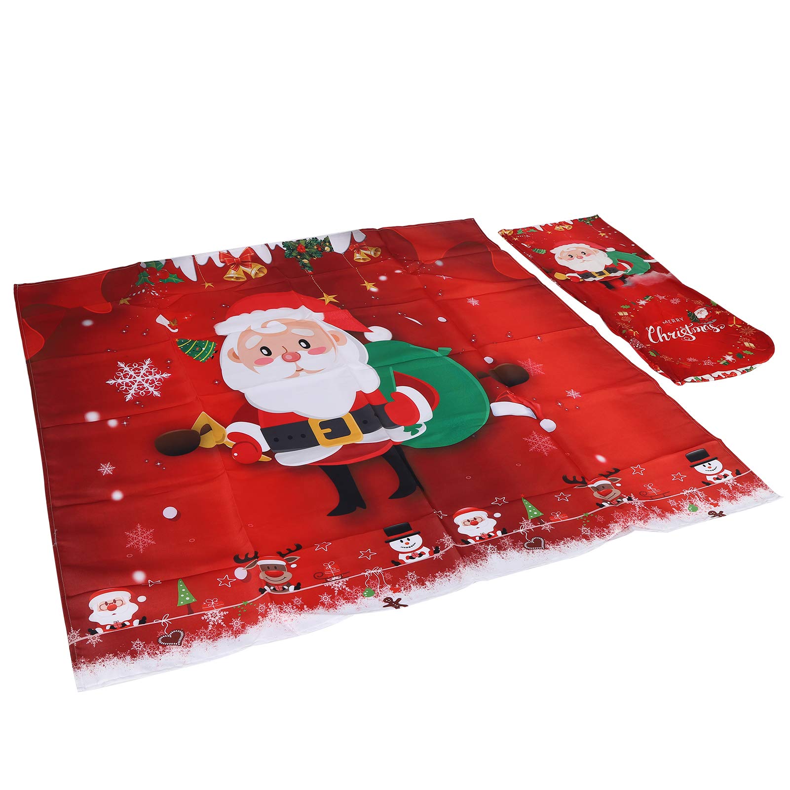Juego de fundas de silla de mantel de Navidad para el hogar, la cocina, el comedor, la decoración del festival de Papá Noel rojo, tejido flexible de poliéster, para fiesta de (Roter