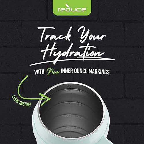 Miniatura 5 de REDUCE Vaso de 50 onzas con asa, paquete de 2 tazas de acero inoxidable con aislamiento al vacío y tapa para sorber  Mantiene las bebidas frías