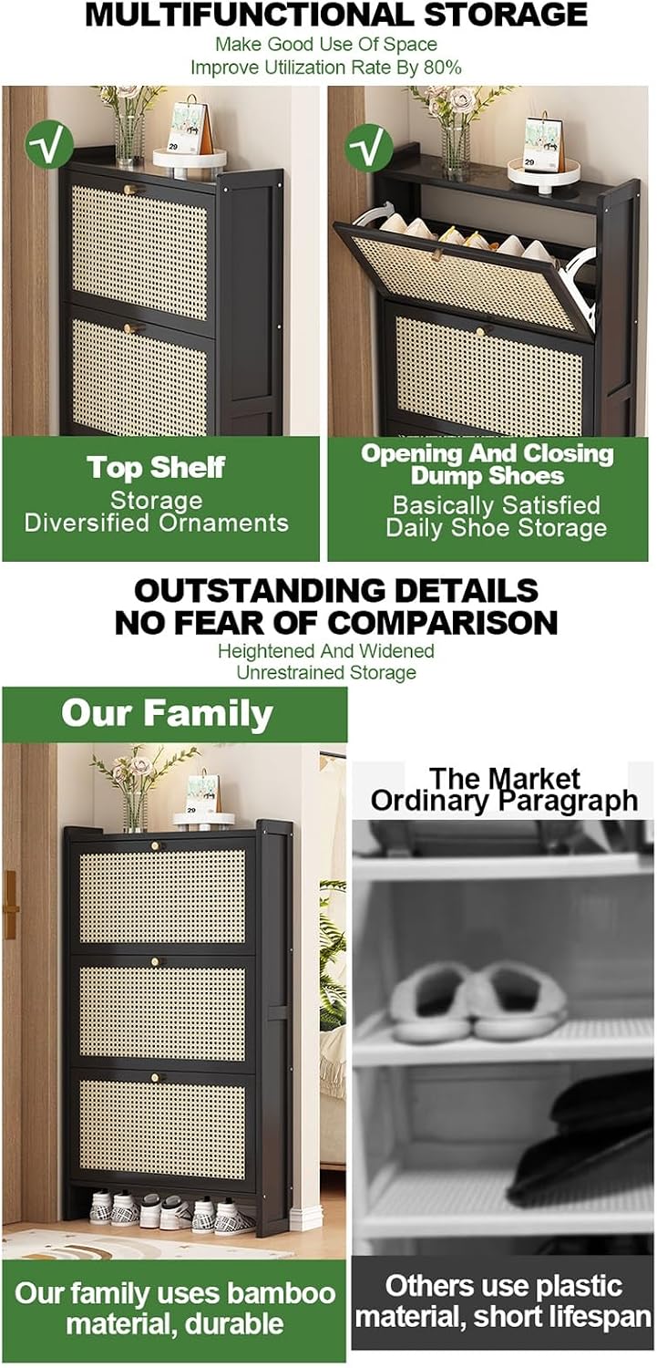 Freestanding Shoe Rack Modern Shoe Storage Cabinet for Entryway Hallway Free Standing Shoes Storage Organizer Cabinet Narrow Shoe Rack Cabinet for Heels Boots Slippers Apartment Entryway. ( Color : Th