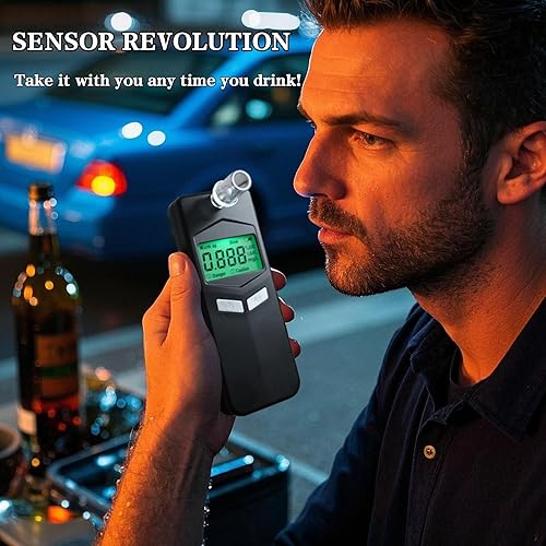 Miniatura 6 de Alcoholímetro con pantalla digital LCD, probador portátil de alcohol en el aliento para uso doméstico, alcoholímetro para probar alcohol con 10