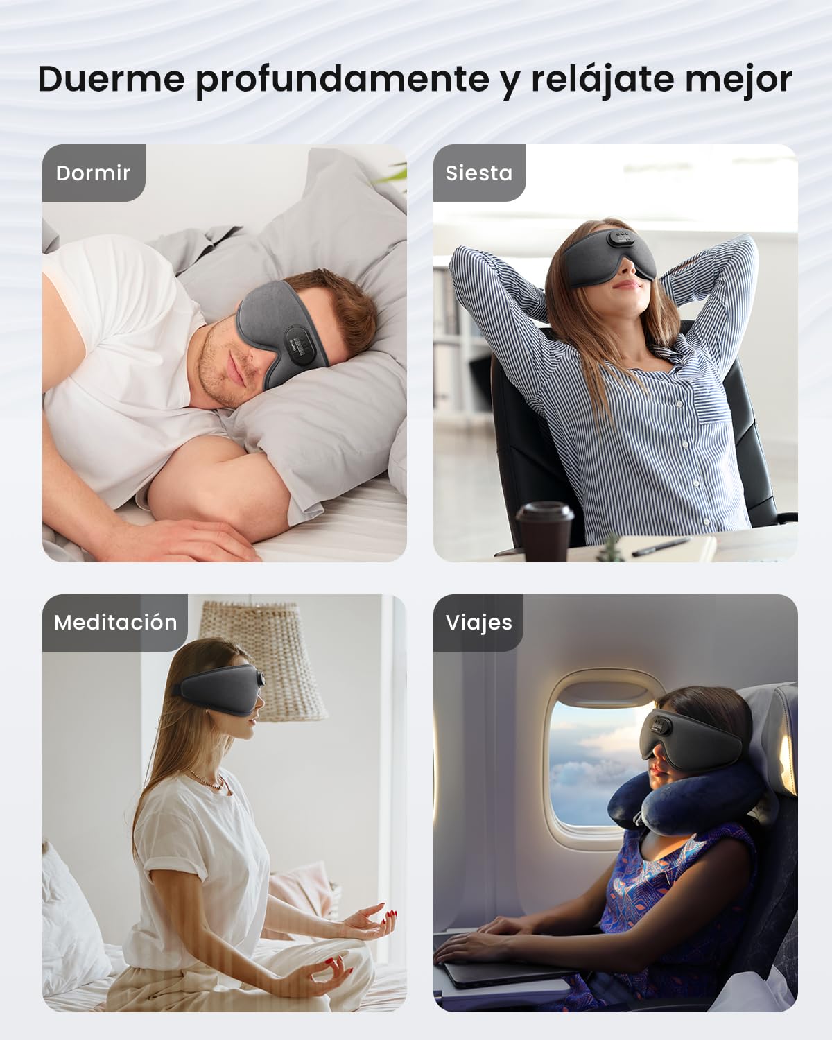 RENPHO Máscara para Dormir con Auriculares Bluetooth 5.2, Regalo Día de la Madre, Regalo Mujer, Auriculares para Dormir, Suave 3D Blackout Inalámbrico Máscara para Dormir, Noche Máscara de Ojos