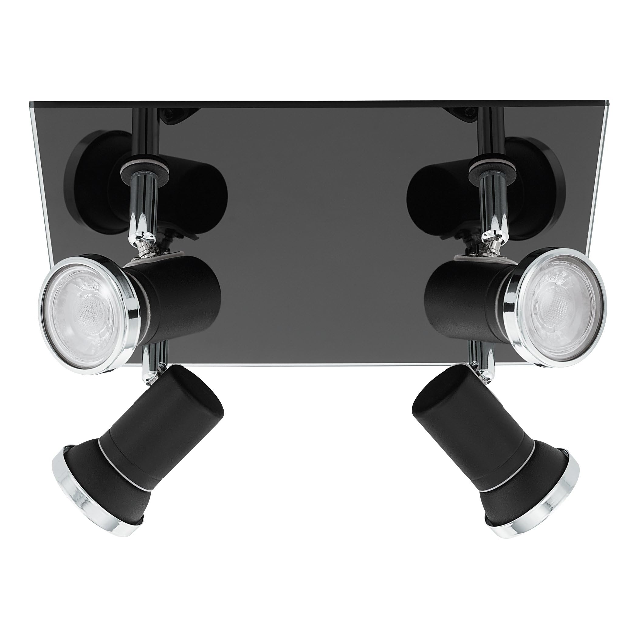 EGLO Tamara 1 Ceiling Light, 4-Bulb Ceiling Light, Classic, Ceiling Spotlight Made of Steel and Glass, Living Room Lamp in Black, Chrome, Clear, Kitchen Lamp, Bathroom Spotlights with GU10 Socket,