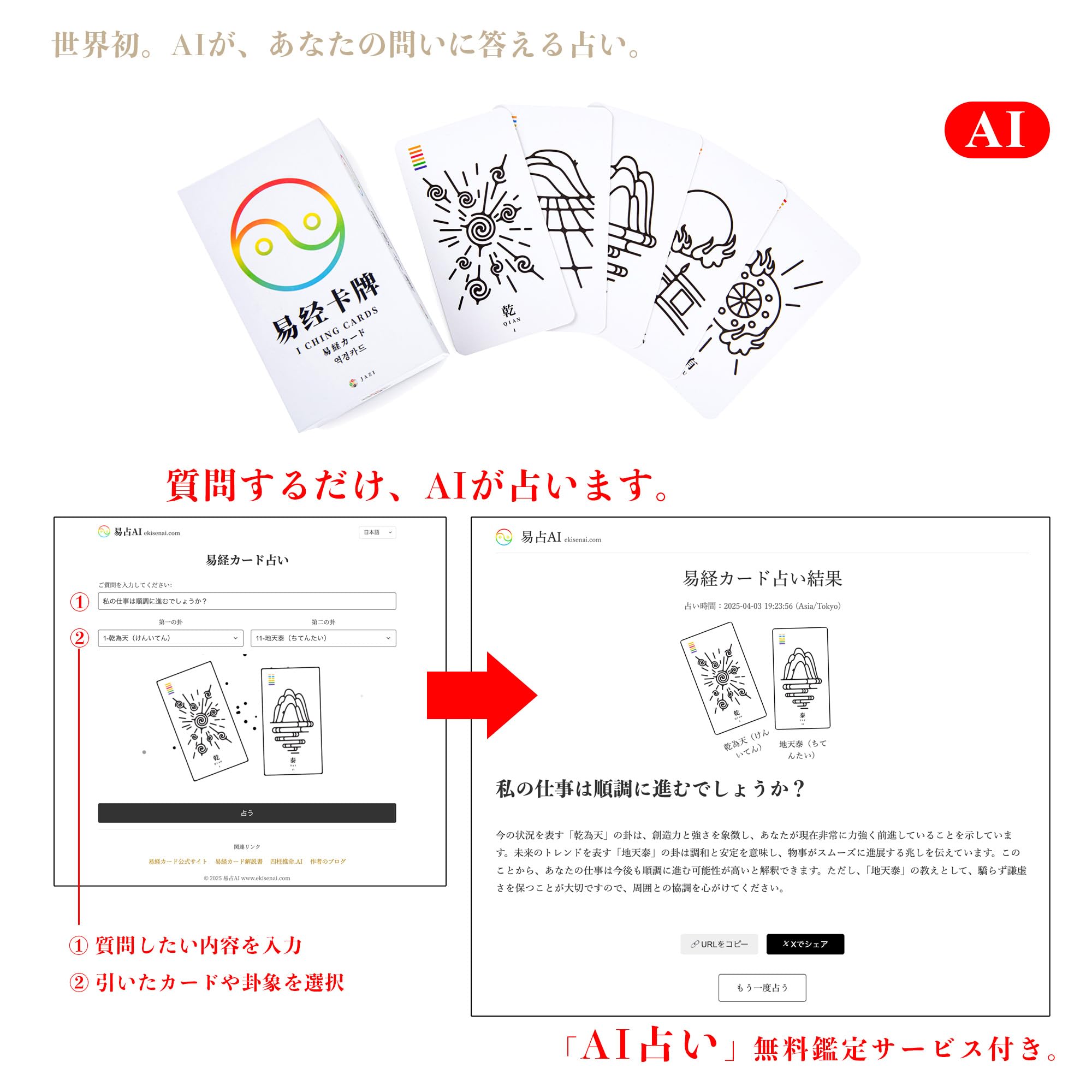 Amazon.co.jp: 易経カード ｜ 李力 ｜ カード64枚 日本語解説付き