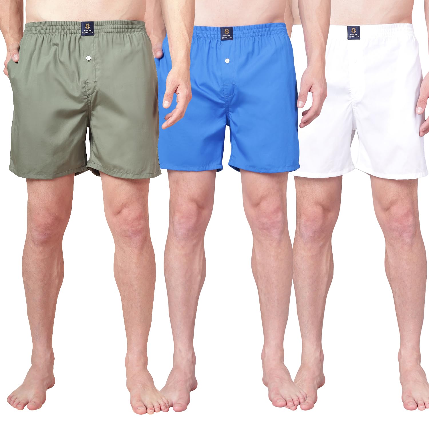 urban scottish Men’s 100% Cotton Solid Boxers Shorts with Side Pockets (Pack of 3)-picture-23