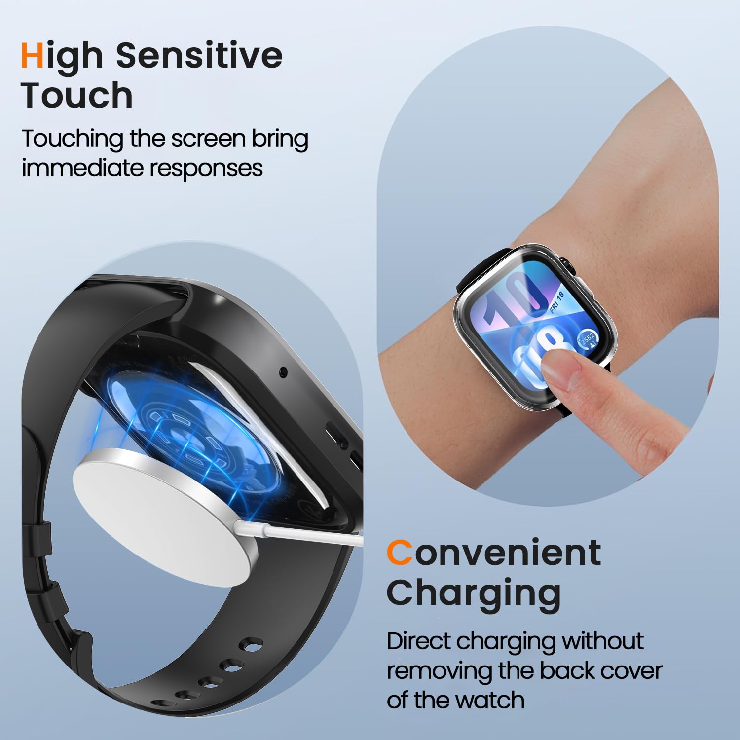 ivoler 3 sztuki etui z folią ochronną do Huawei Watch Fit 4, pełne pokrycie, odporne na uderzenia i zarysowania, ultracienkie, miękkie etui ochronne z termoplastycznego poliuretanu (TPU), 2