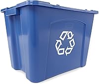 Rubbermaid Stackable 14-Gallon Blue Recycling Bin - Durable Commercial Grade for Home, Office, Indoor/Outdoor Use