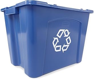 Rubbermaid Commercial Products, Recycling Bin/Box, Stackable, 14 GAL, Blue, for Indoors/Outdoors/Garages/Homes/Commercial Facilities