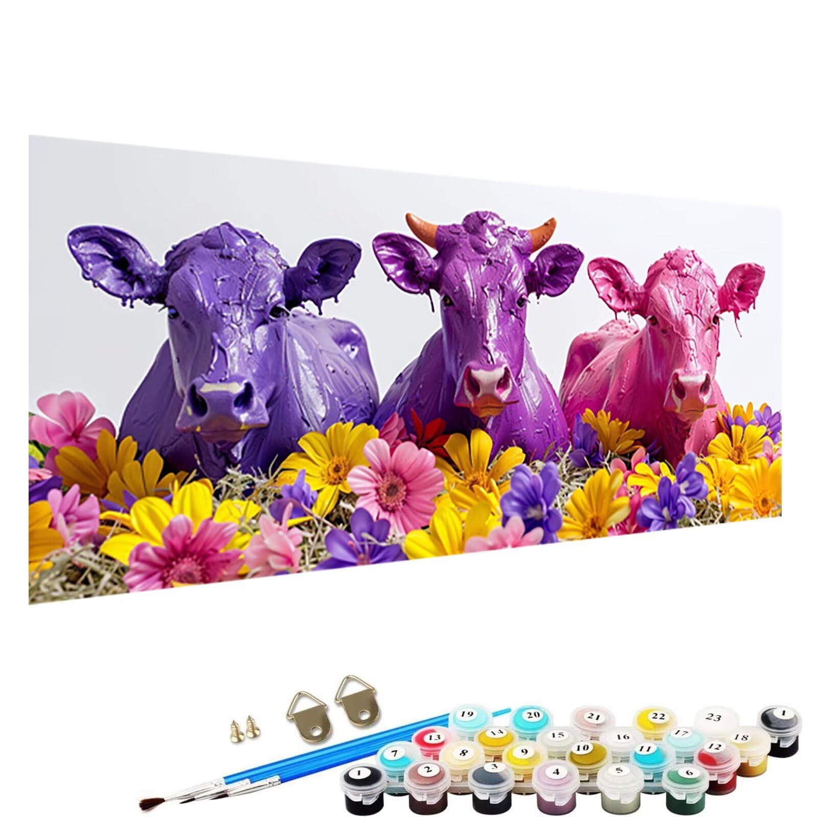 YALNSENN Dipingere con i Numeri Bambini Bue, DIY Pittura a Olio, con i Numeri Bambini Pittura, Paint by Numbers Kit, Gioco Creativo Bambini 5+ Anni 80x160cm Dipingere con i Numeri Fiore A-01