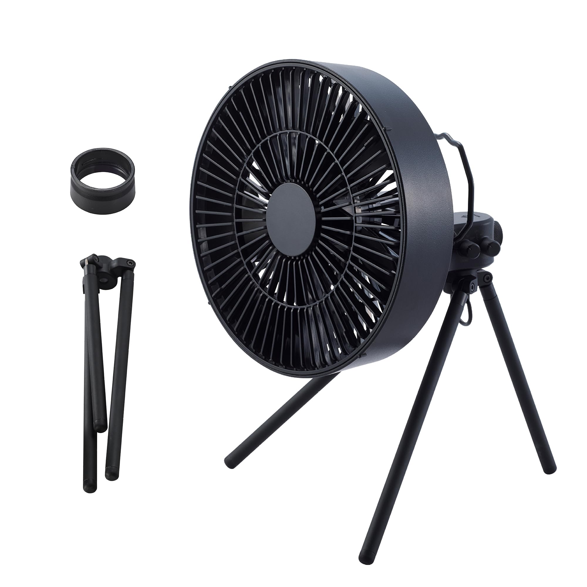 ELECOM NESTOUT - Ventilador de camping al aire libre con trípode, 4 ajustes de velocidad y modo de brisa natural, oscilación de 3 ángulos, inclinación ajustable de 90°, temporizador (30/60/90 minutos