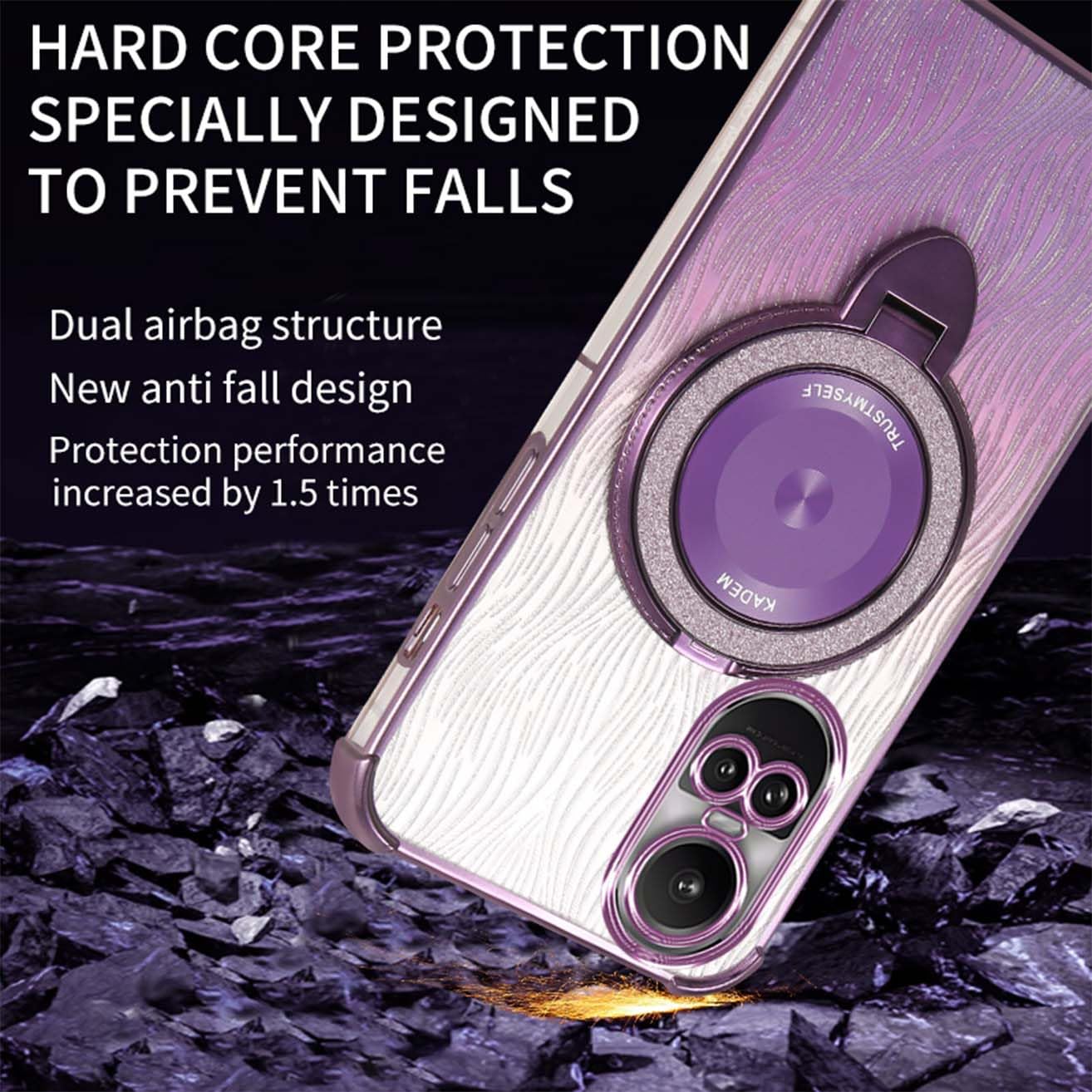 YUEQIAN Cover Glitterata per OPPO Reno 10 5G/OPPO Reno 10 Pro 5G, Ultra Sottile Brillantini Anello Supporto Ragazza Custodia, Scintillante Trasparente Morbido TPU Antiurto Case. Rosa