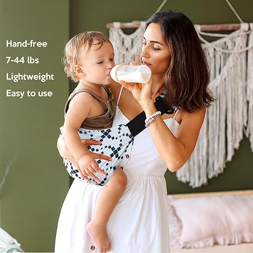 Miniatura 7 de Portabebés lateral de máxima comodidad para recién nacidos a niños pequeños (7 libras-44 libras) (cuadros)