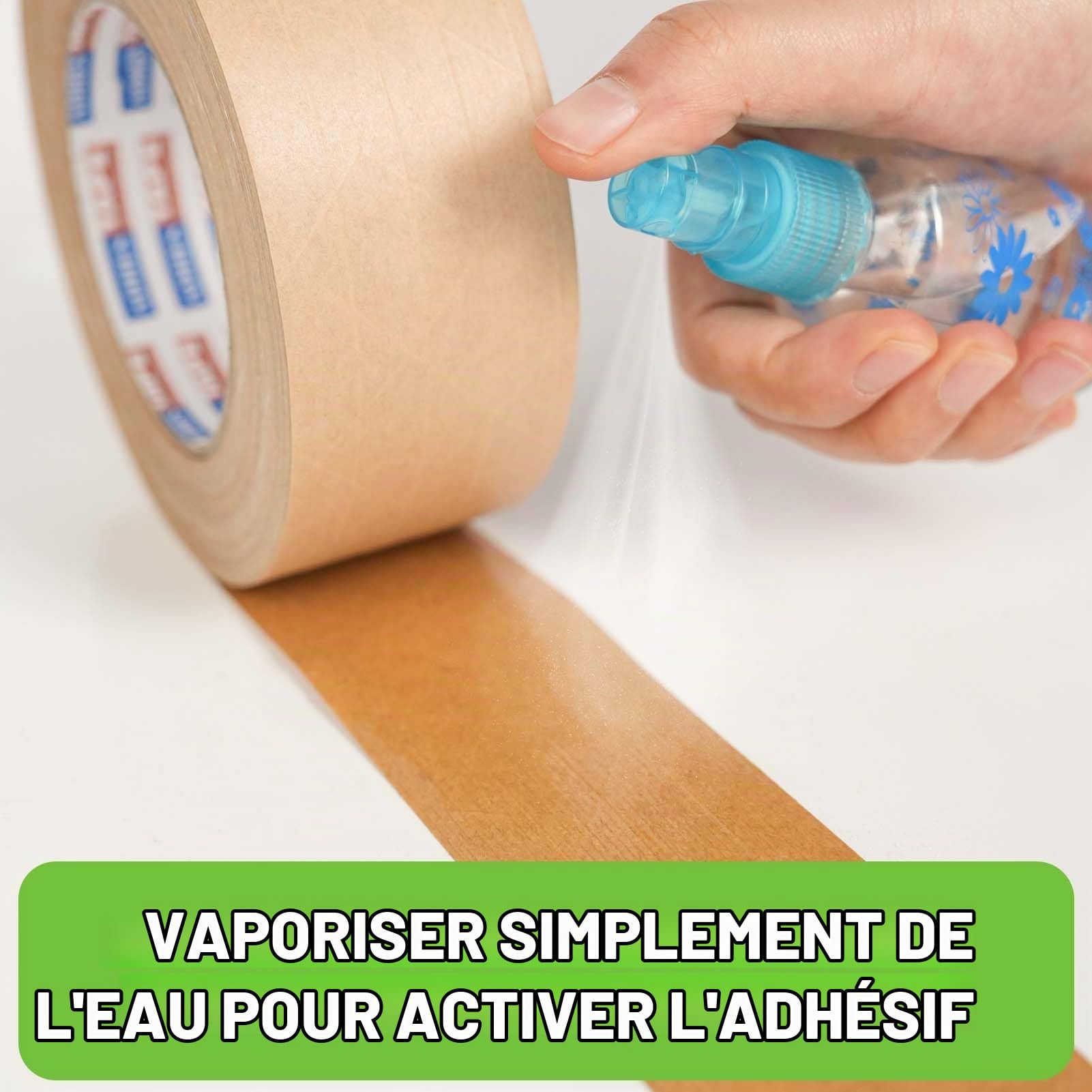 Adhésif 3 Rouleaux De Ruban Adhésif Activé Par L'Eau, 50MM X 50M Ruban