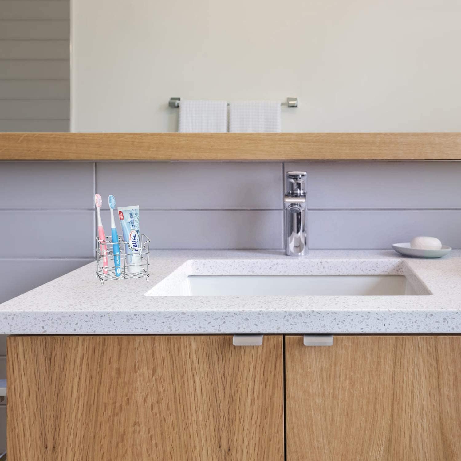 HB LIFE 人気 歯ブラシスタンド ステンレス 置き型 歯ブラシホルダー 歯ブラシ立て 電動歯ブラシ 防錆 多機能 洗面所 洗面用品