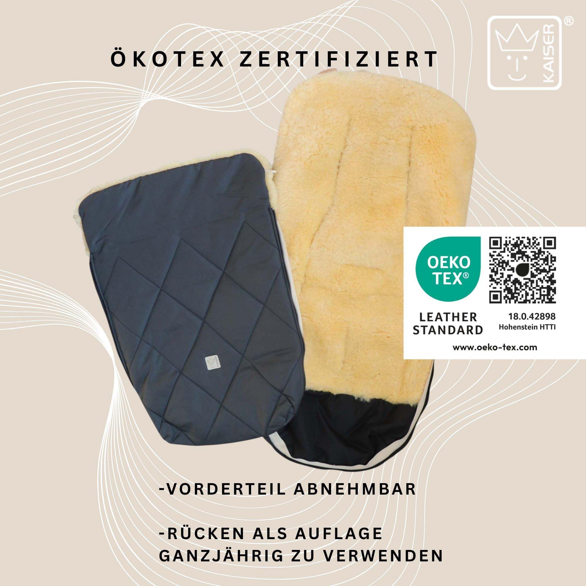 Kaiser Coosy Lammfell Kinderwagen Fußsack, 85 x 45 cm, Universal Passform (anthracite)