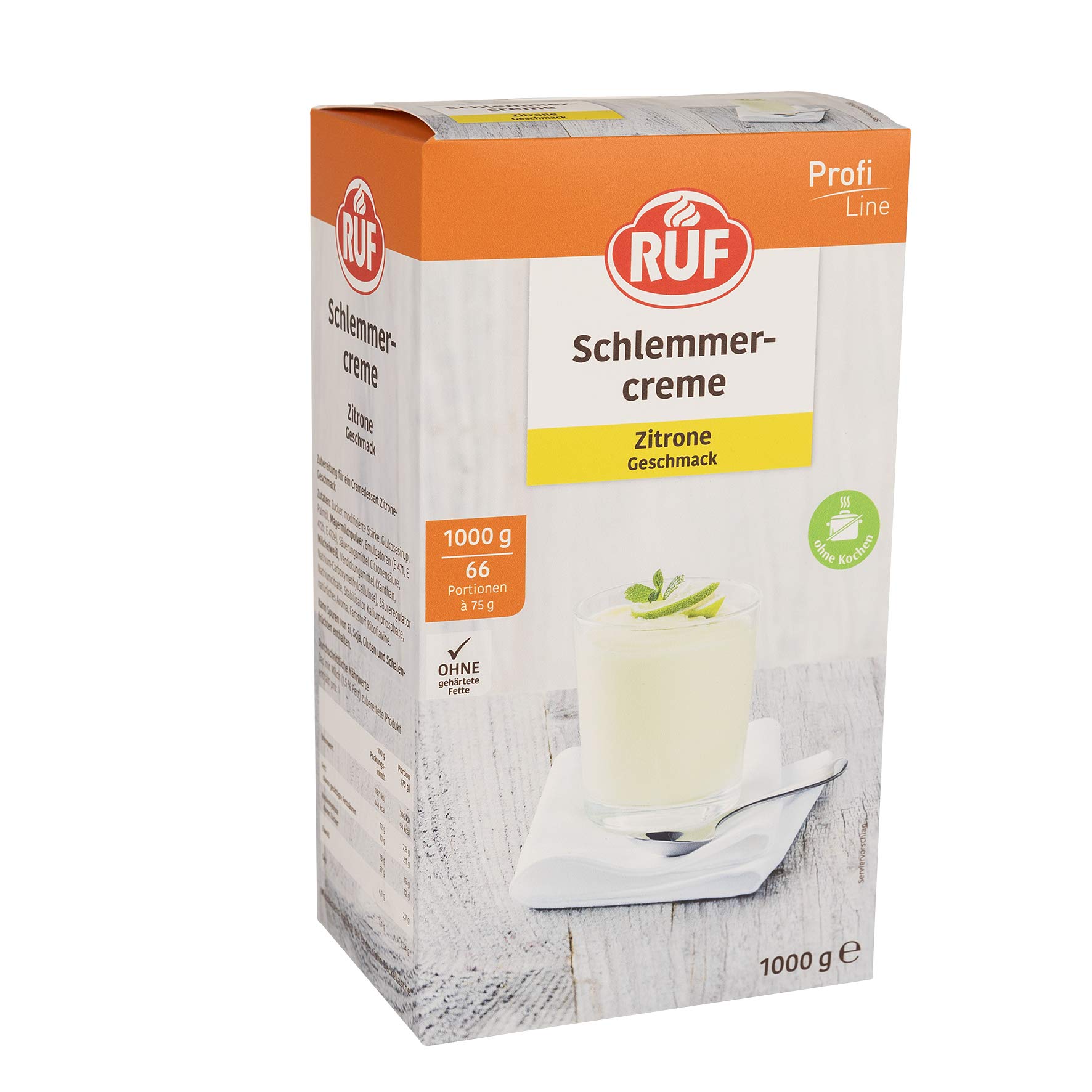 RUF Schlemmercreme Zitrone, ohne Kochen, Großpackung Dessertpulver für eine locker fluffiges Creme-Dessert mit Zitronengeschmack, glutenfrei, 1x1000g