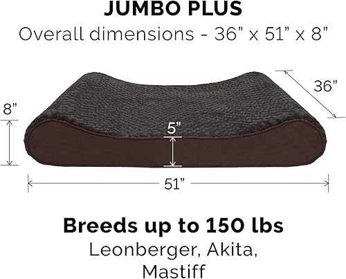 Miniatura 2 de Furhaven - Cama de espuma viscoelástica para perro, piel sintética ultraafelpada y gamuza, con funda extraíble lavable, color chocolate, jumbo plus