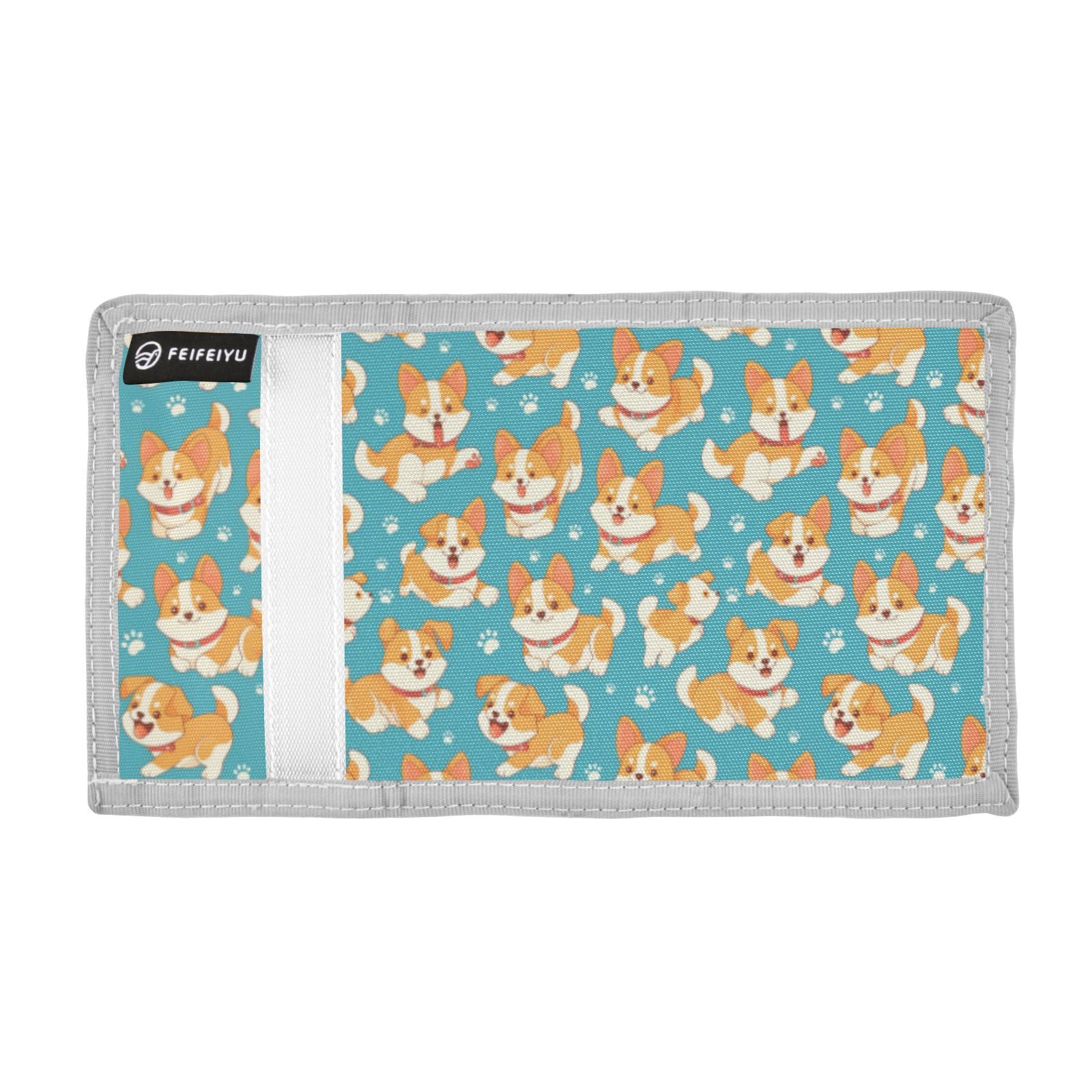 Wusikd Corgi Dogs Paws Kids Wallet for Boys Girls Toddler Trifold Wallet Novelty Wallet for Teens Women Men