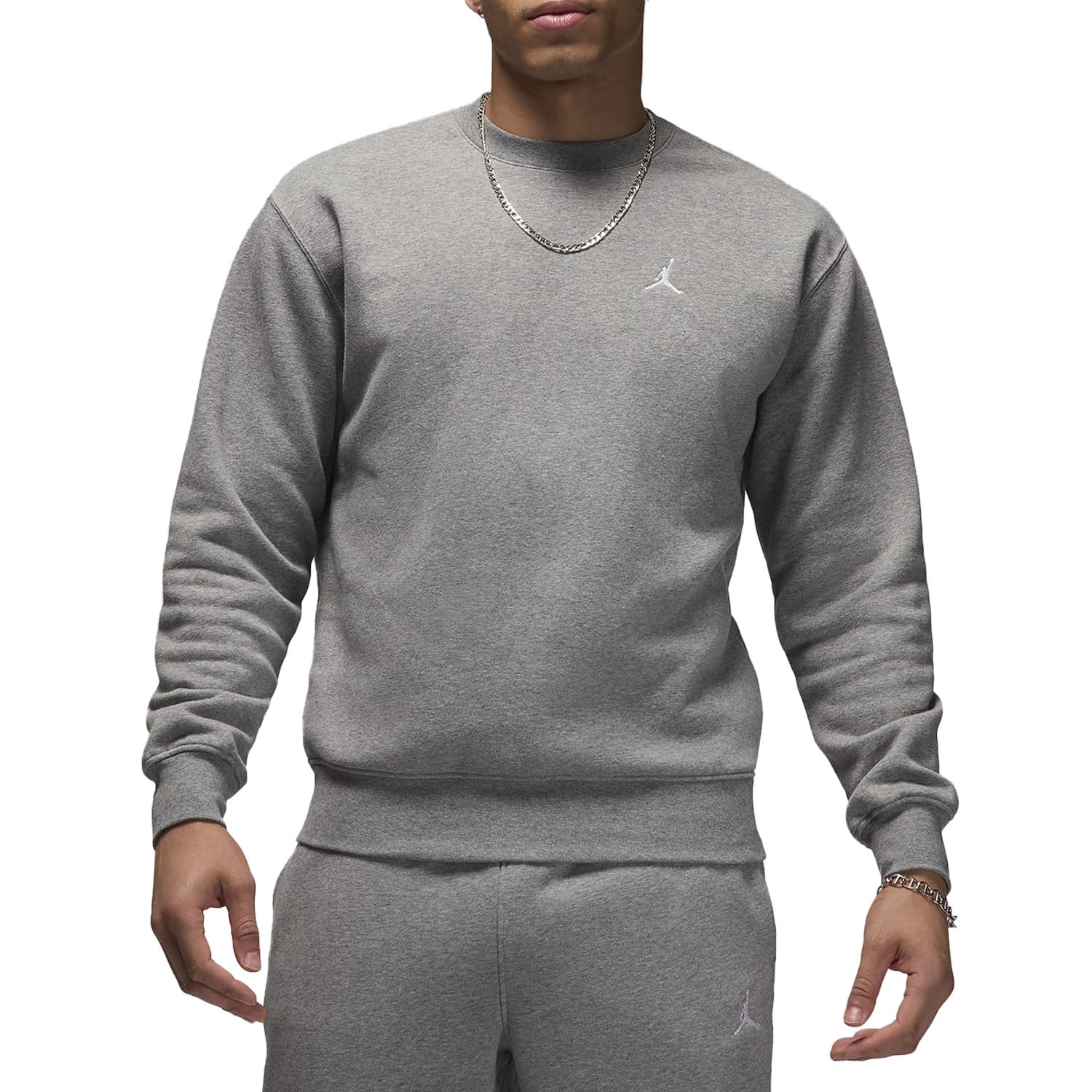 NIKE FV7293-091 Jordan Brooklyn Fleece Sweatshirt Men's Grey Size S