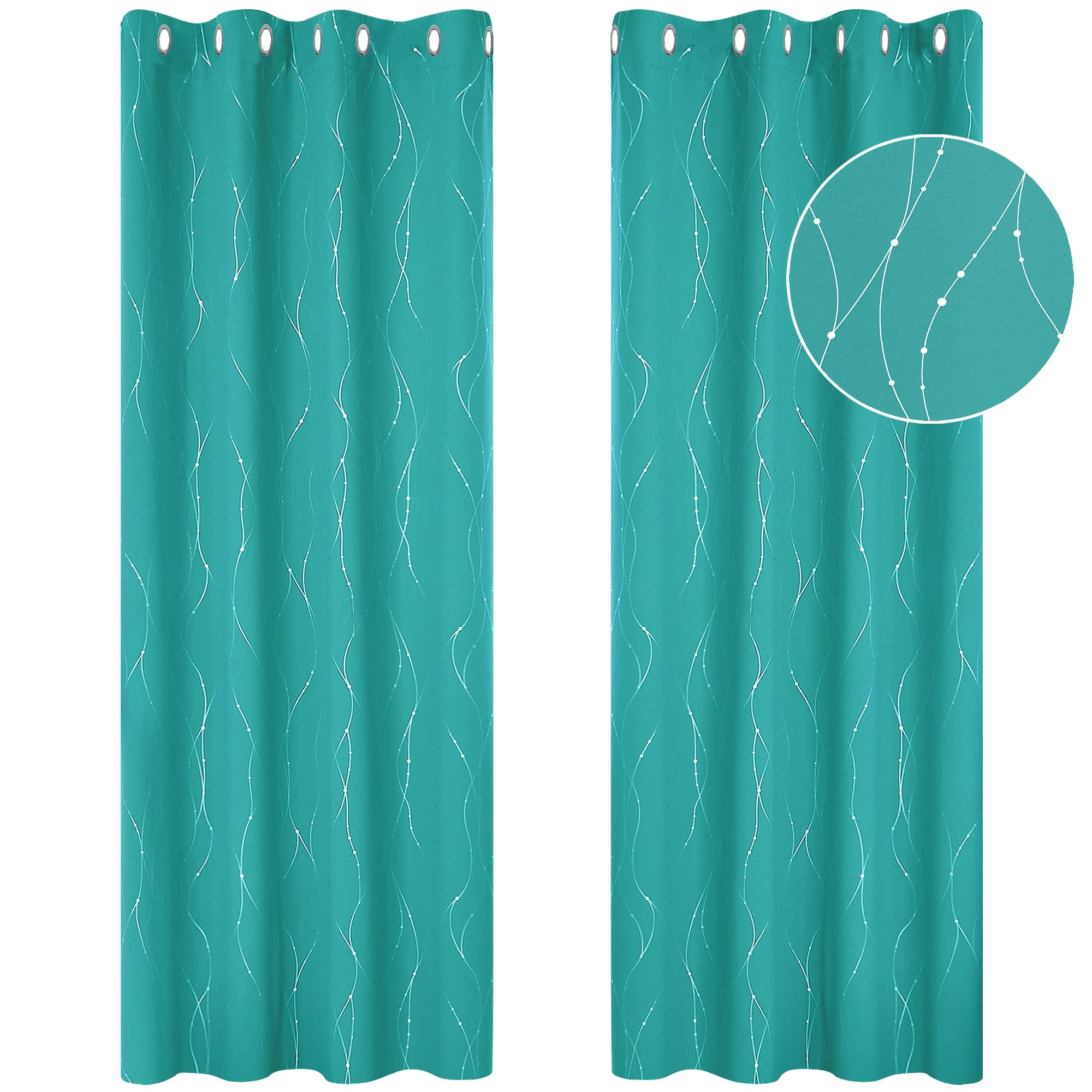 Deconovo Decorative Silver Dotted Line Foil Printed Blackout Curtains Thermal Insulated Curtains Eyelet Curtains for Baby Nursery 52 x 54 Inch Light Grey 2 Panels — view 77