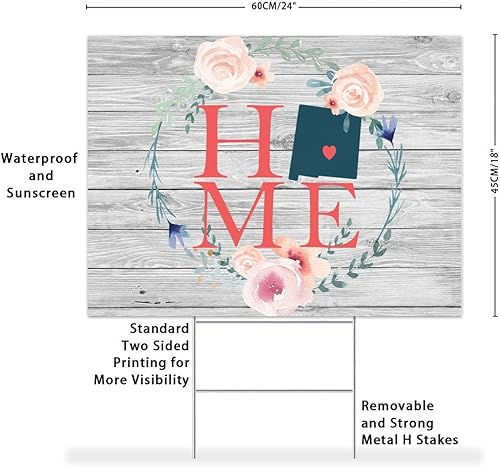 Miniatura 3 de Yard Sign New Mexico H Sign Wreath Home State Signs Heavy Duty Rust 2-Sided MADE IN USA 18x24 Inch Indoor Or Outdoor Use Xmas Pathway Walkway Lawn