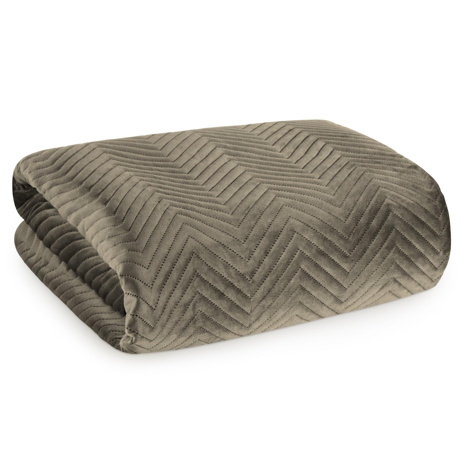 Eurofirany Zweiseitige Tagesdecke aus Samt & Mikrofaser, gesteppt – Für Bett & Sofa Sofia braun 230x260 cm
